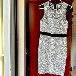 GORGEOUS! Don't miss this! Banana republic navy blue & white laced elegant dress